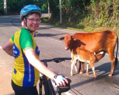 Annette Meier Cycling on the  tour with redspokes